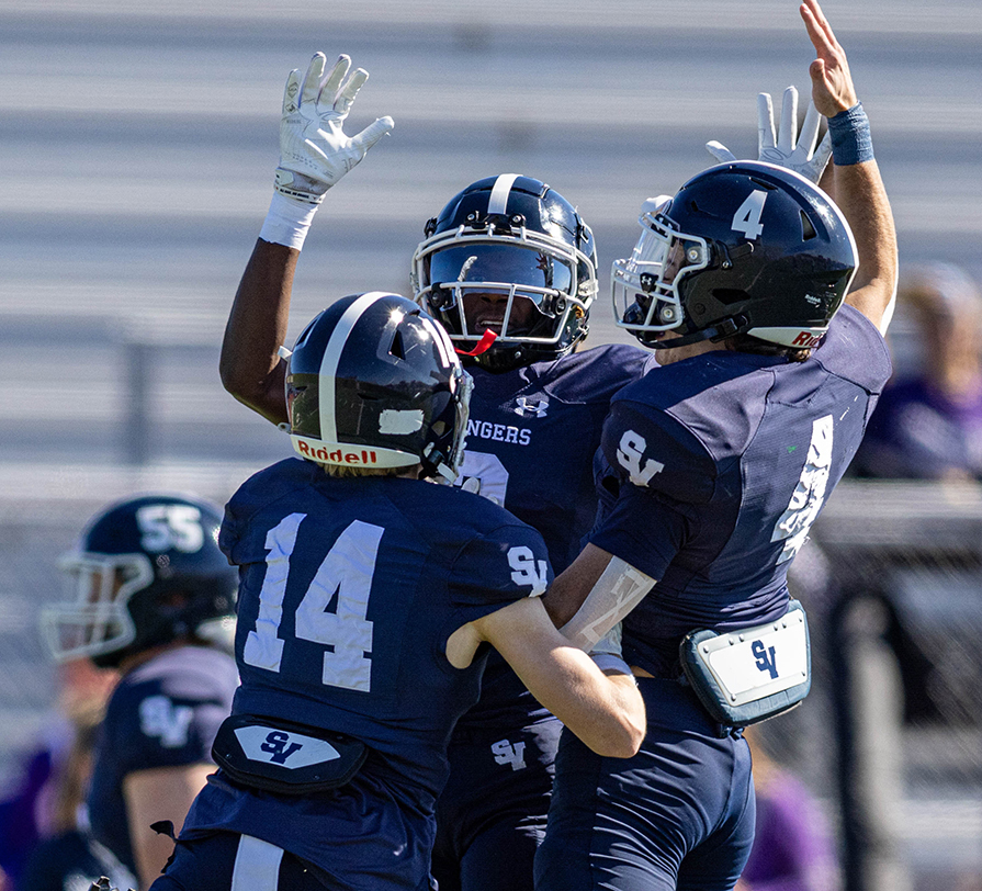 Teammates celebrate after another playoff victory.