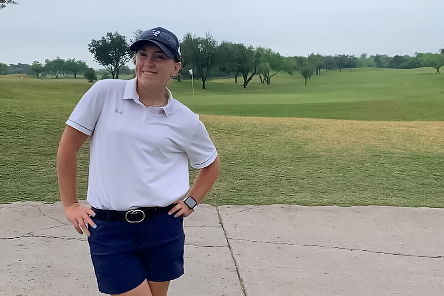 Junior Sayers Allen poses for a photo at the golf region competition on April 17. Photo via SVHS Golf.