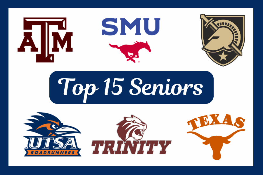 The top 15 students in the senior class receive special recognition at graduation on May 22 due to their hard work throughout high school. 
Graphic by Alex Whelchel via Canva